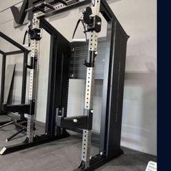 Commercial Half Rack with Functional Trainer Cable Pulley System with 200lb Weight Stacks