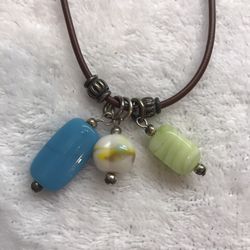 Leather And Stone Necklace 