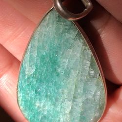 LARGE EMERALD gemstone 925 silver pendant 1.75 Inch 