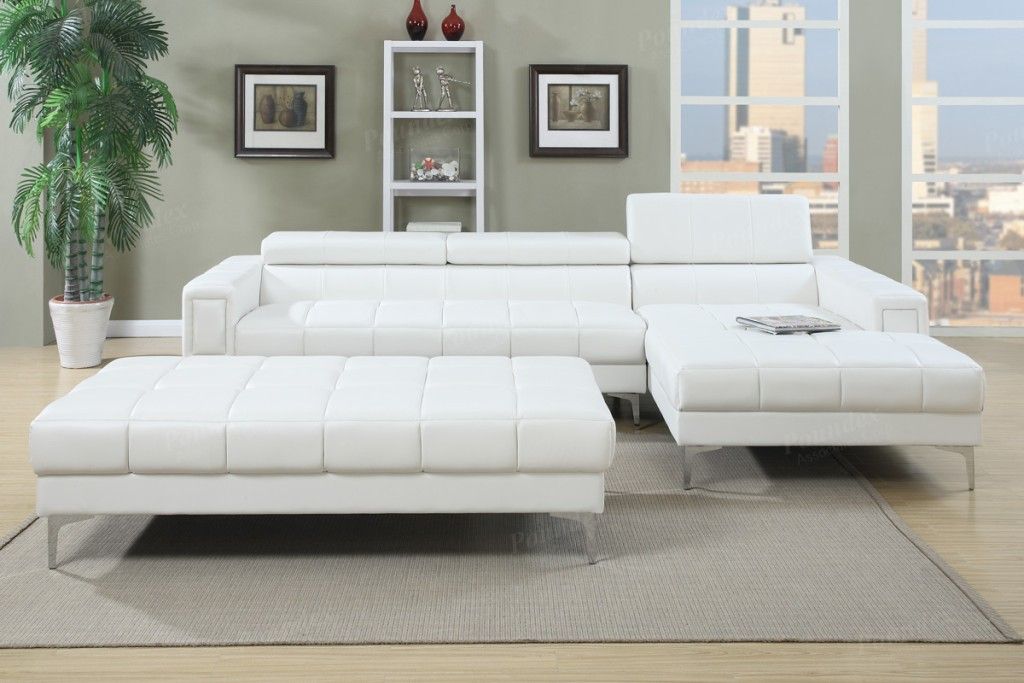Brand New White Leather Modern Style Sectional Sofa(Ottoman Sold Separately)