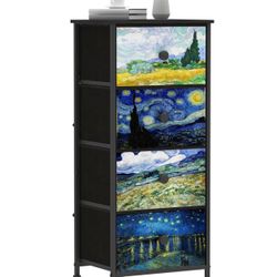 Narrow Dresser for Bedroom Slim 4 Drawer Dresser Vertical Storage Tower Unit for Living Room Hallway Kids Room Nursery Closet Sturdy Steel Frame Woode
