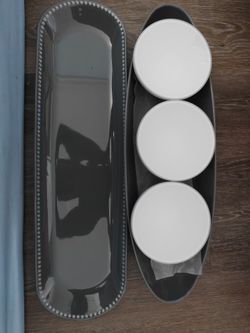 5-Piece Melamine Serving Set in Gray (Unused)