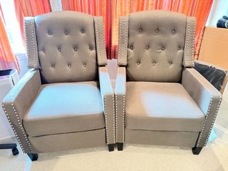 Set of 2 Tufted Wingback Recliner Chairs