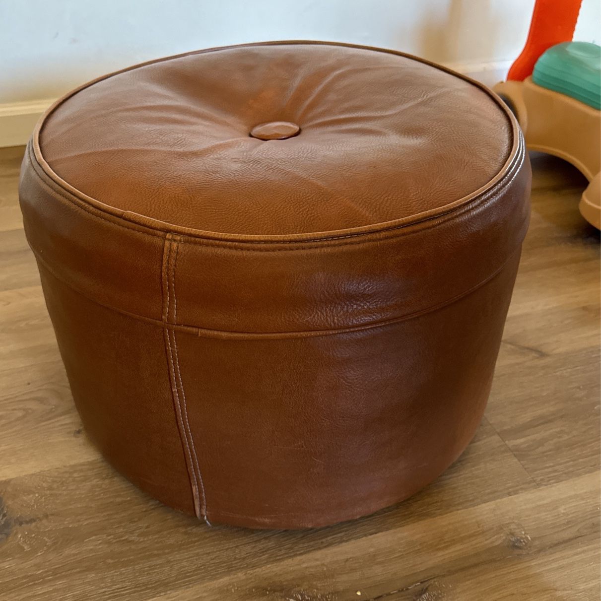 Real Leather Ottoman — 20” Round , 16” Height