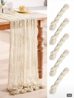 10 piezas de banderas plegables de mesa plisadas en beige, manteles blancos, manteles para fiestas, suministros para fiestas de cumpleaños, regalos de