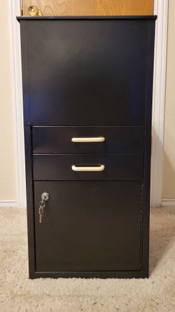 Black Metal Filing Cabinet with Lock