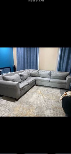 Gray Fabric L-Shaped Sectional Sofa