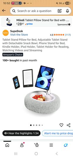 SupeDesk Tablet Stand Pillow with Snack Bowl