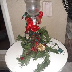 Christmas decor candle holder metal and glass 