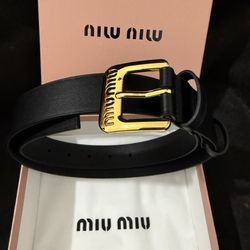 Miu Miu Nappa Leather Belt Womens Size 32