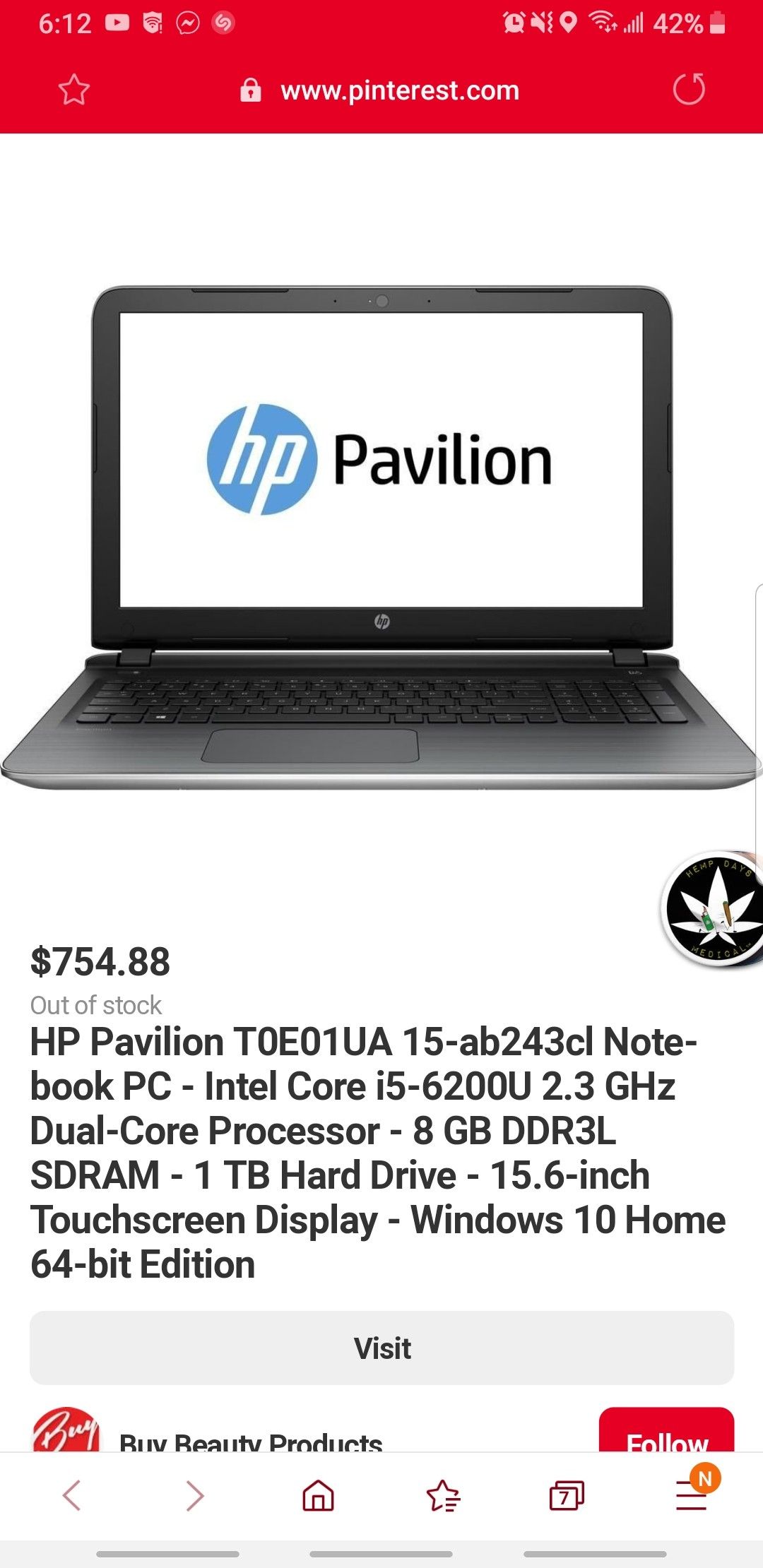 Hp pavillion notebook touch screen