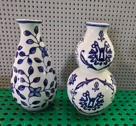 Bombay Company Blue & White Bud  Vases - Set Of 2