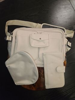 NWOT Unbranded Cream Canvas Travel Messenger Bag & Organizer Set