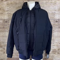 Kenneth Cole Size XL Mens Bomber Jacket Black Waterproof Black 