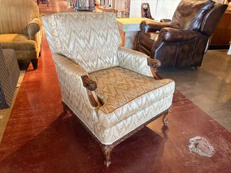 French Bergère Lounge Chair with Flame-Stitch Patterned