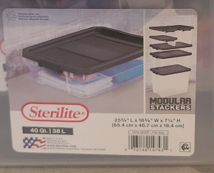 2 Sterilite 40 Qt Storage Container Bins