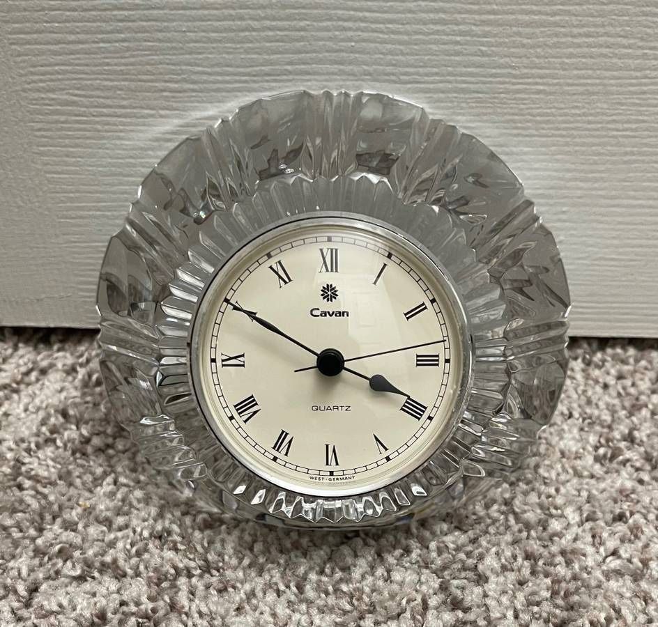 Vintage Mid Century Cavan Crystal Glass Clock
