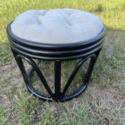Black Bamboo Stool With Cushion