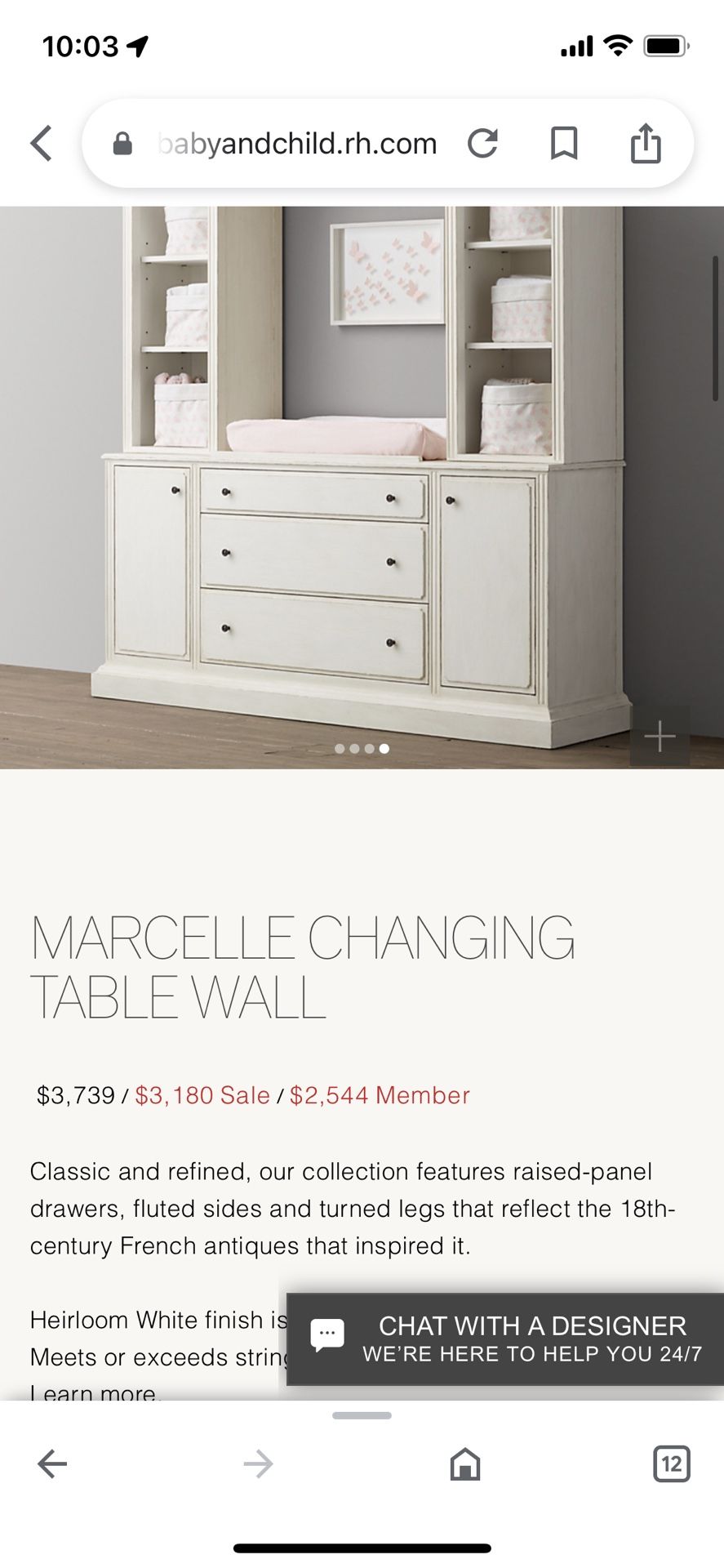 Restoration Hardware Marcelle Changing Table