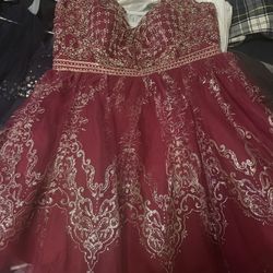 Burgundy and Gold Dress