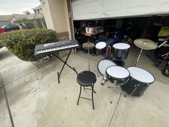 Drum set and piano-keyboard