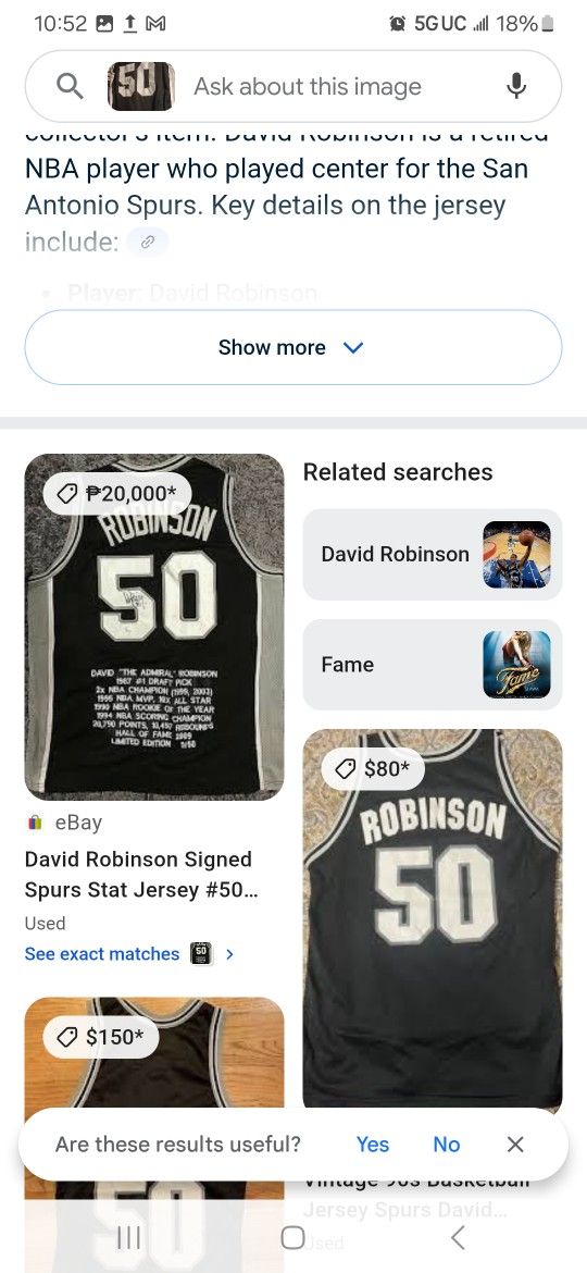 David Robinson Signed Stat Jersey$