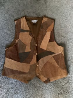 Vintage Women’s Northern Isles Suede Patchwork Vest, Like New