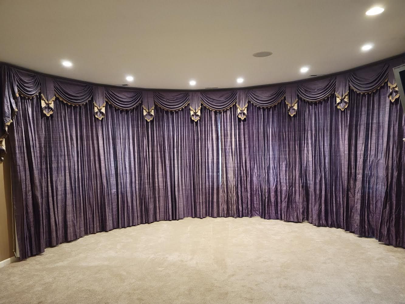 Luxury Custom Royal Purple Raw Silk Drapes Curtains