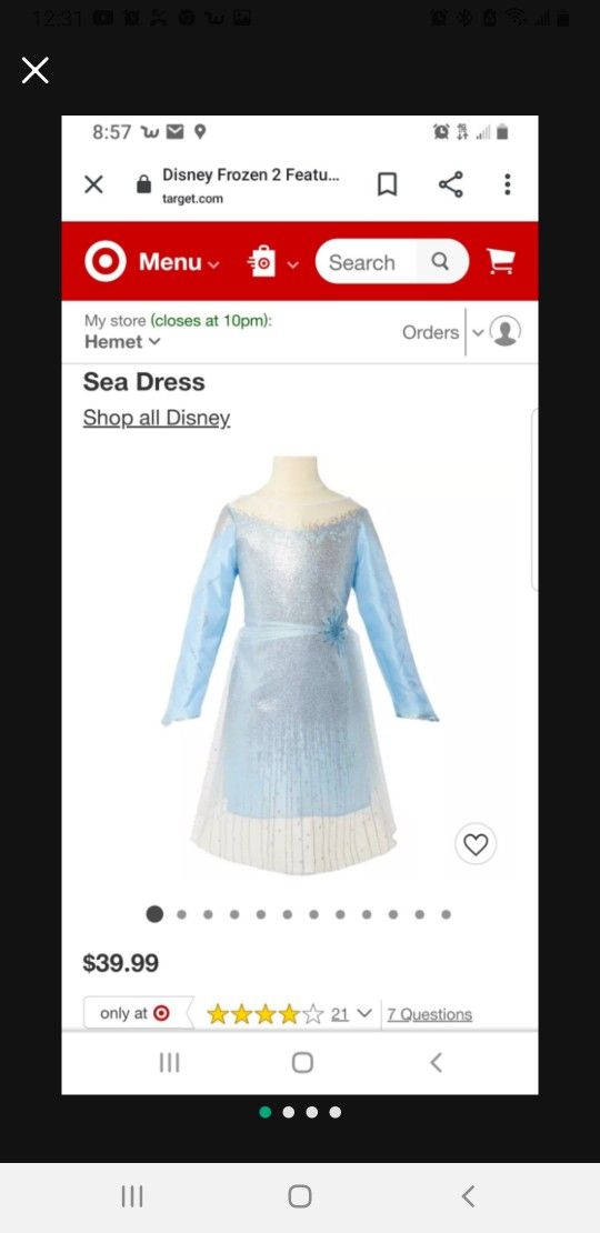 Elsa Light Up Costume Dress 4-6