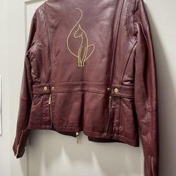Faux Fur-lined Deep Red Baby Phat Leather Jacket