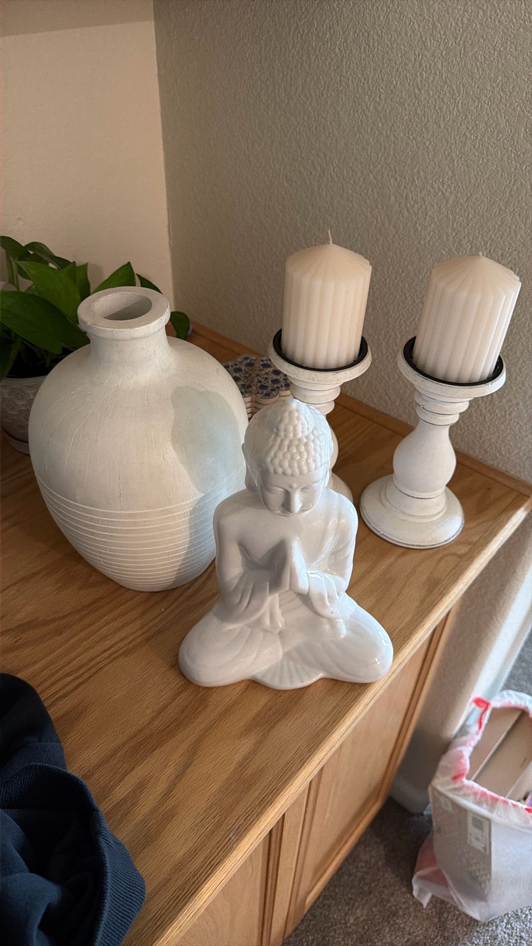 $5 Vase $5 Buddha $5 Both Pillars With Candle