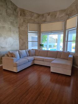 2-Piece Sectional Sofa – Neutral Cream Color – Excellent Condition