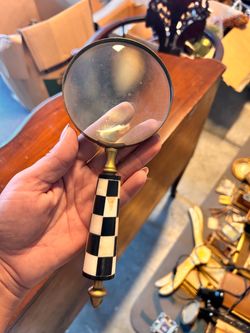 Vintage Brass Magnifying Glass with Checkered Handle