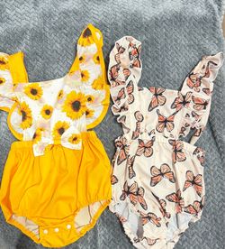 Baby Girl Romper Set – Sunflower & Butterfly