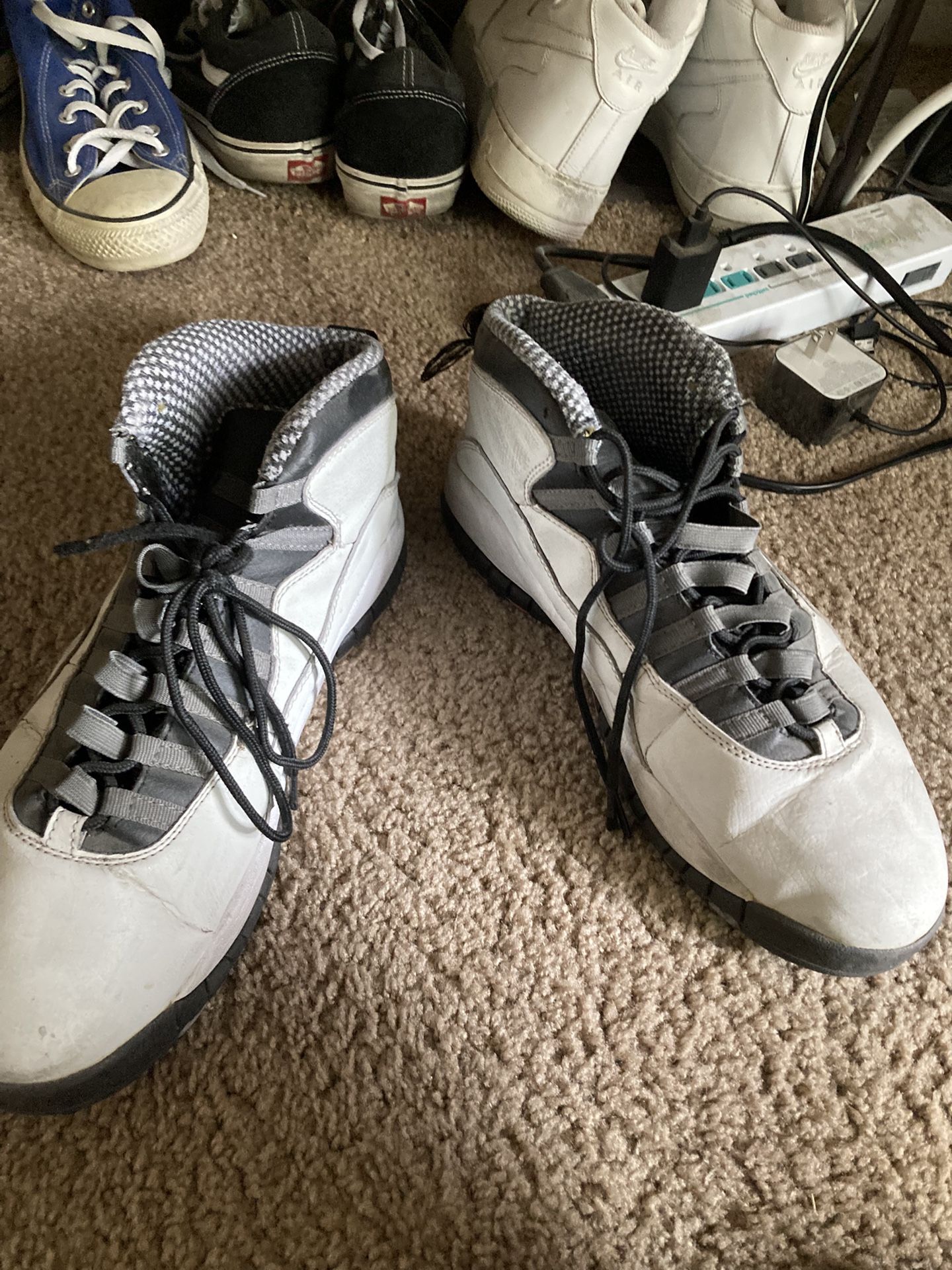 Air Jordan 10 Retro Steel Size 12 White/black/grey