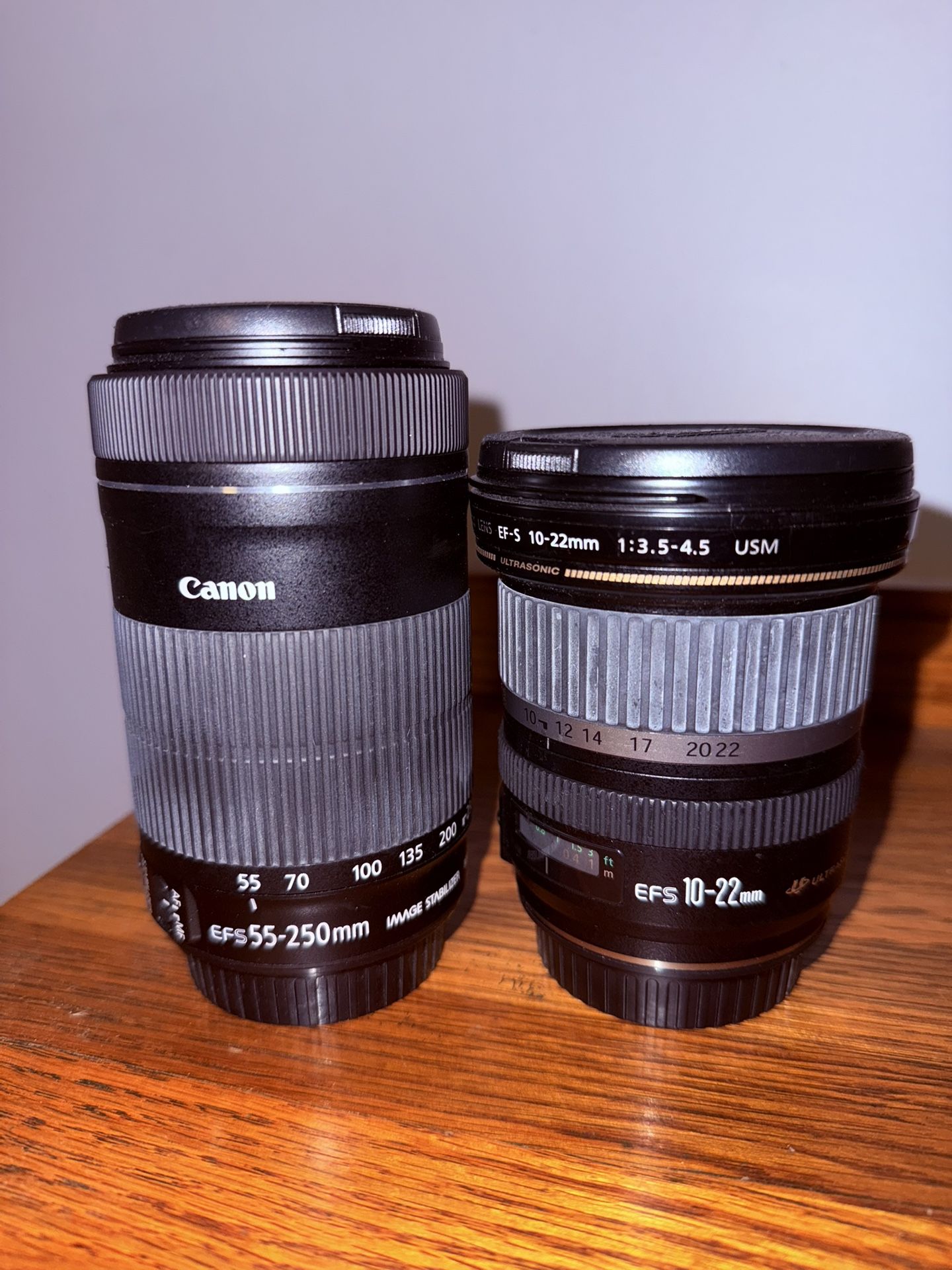Canon EFS 55-250mm & EFS 10-22mm Digital Camera Lenses