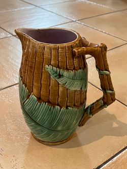 Wardle & Co. "Bamboo and Fern" Majolica Pitcher
