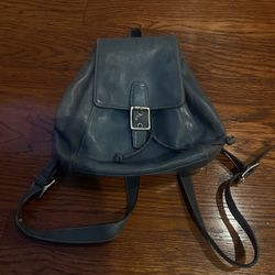 Coach 9569 Legacy Soft Blue Leather Drawstring Flap Backpack Purse - Vintage
