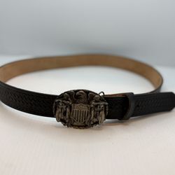 Vintage Leather NRA Belt Rare Coronado Leather Belt Buckle Siskiyou Size 38