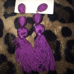 Brand New Tassel/Fringe Purple Earrings 