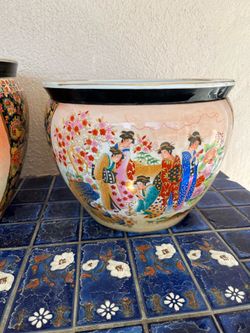 Satsuma Geisha Girls Fish Bowl Planter Flower Pot