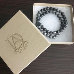 DeMarcus Alexan 8mm Grey Stone Bracelet Set