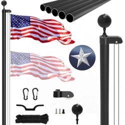 SKGPOLE 20FT Sectional Aluminum Flag Pole Kit Black NO FLAG #2640Z T4