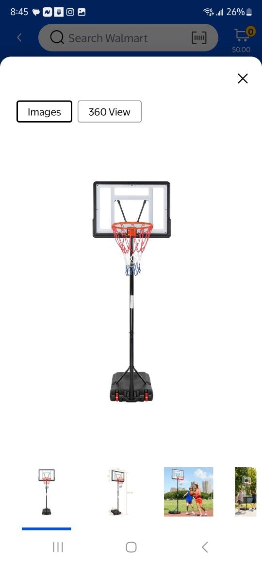 Ktaxon 33 In. Portable Basketball Hoop Stand, 6.5-8 Ft Adjustable Basketball Goal System, With PVC Backboard Indoor/Outdoor