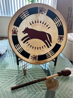 Indigenous Hunting Wolf Drum