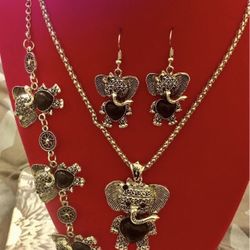 Tibetan Retro Turquoise 3pcs Lucky Elephant Jewelry Set 