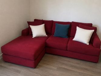Red sectional sofa with chaise