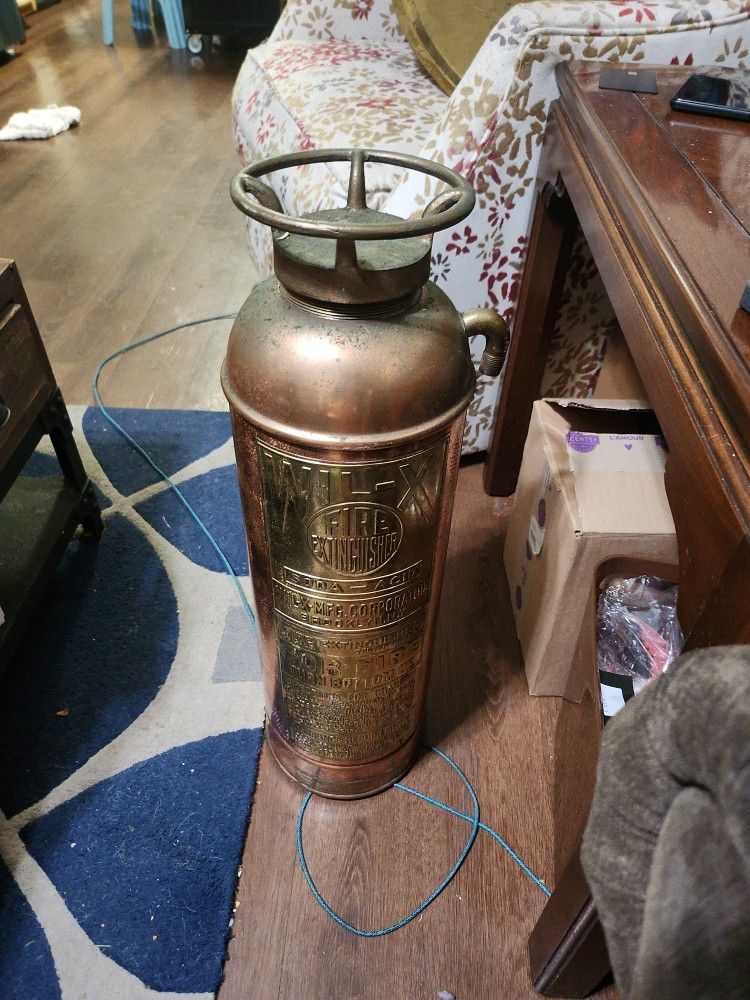 Antique Copper Fire Extinguisher 