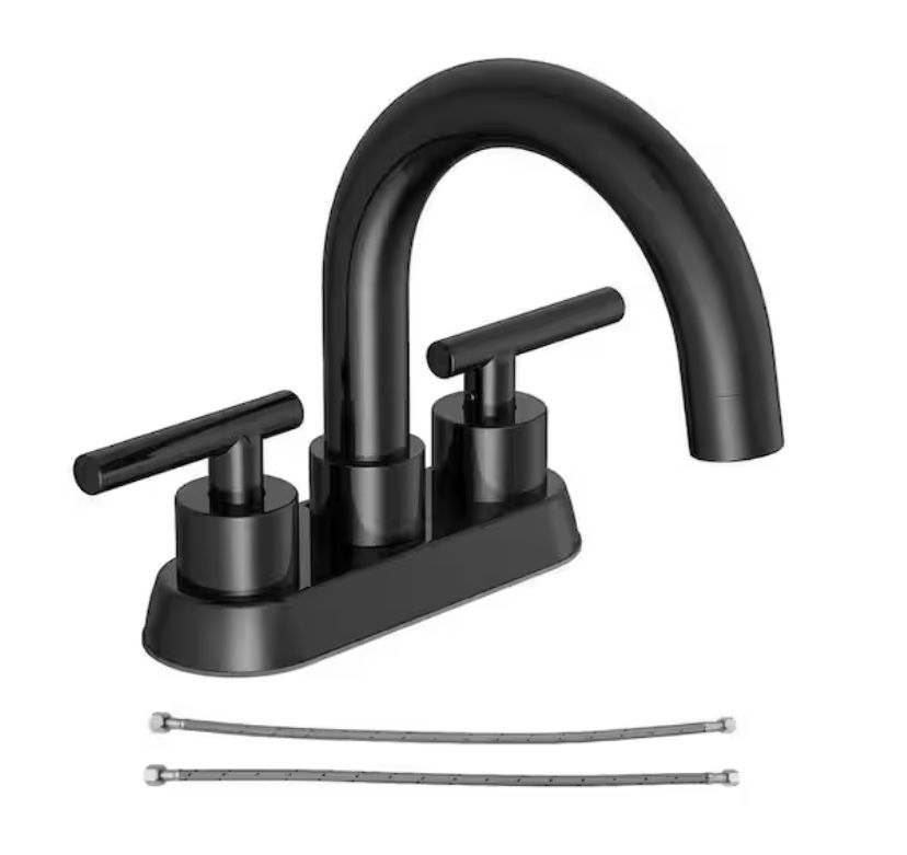 Cartway 4 in. Centerset 2-Handle High-Arc Bathroom Faucet in Matte Black@B11-36