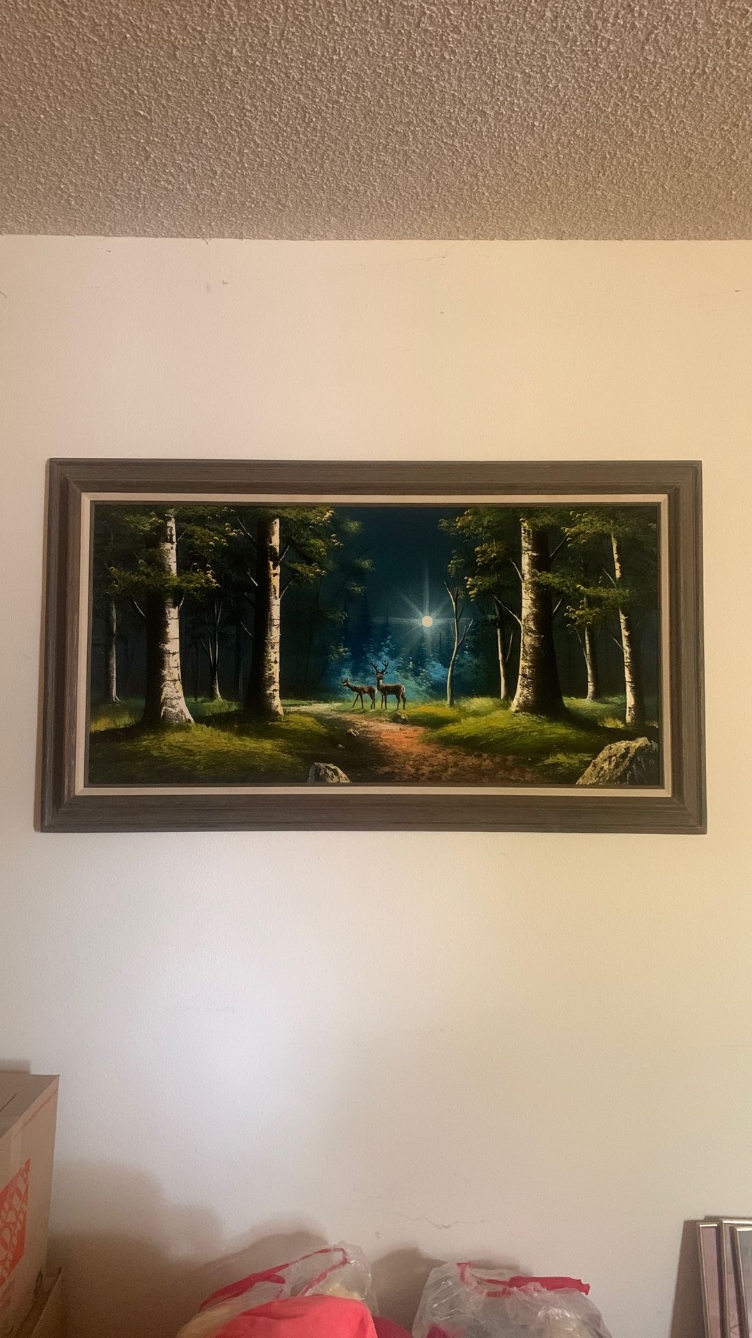 Deers In Forest Painting